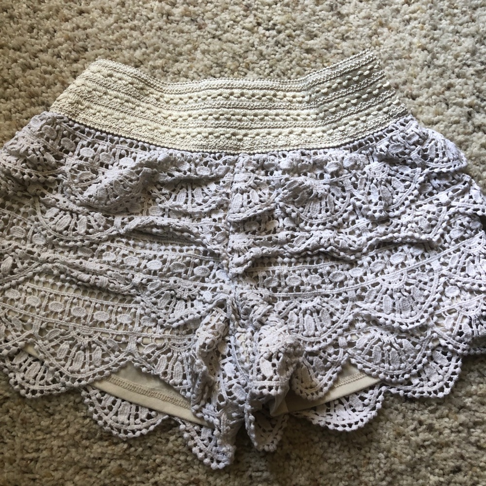 Ivory lace shorts